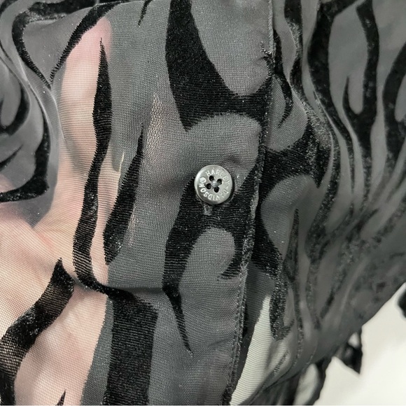 Vintage Harley-Davidson Black Burnout Velvet Sheer Button Front Blouse Size M - Picture 5 of 13